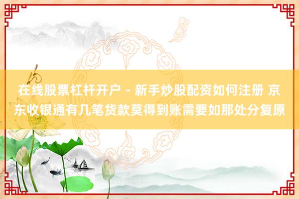 在线股票杠杆开户 - 新手炒股配资如何注册 京东收银通有几笔货款莫得到账需要如那处分复原