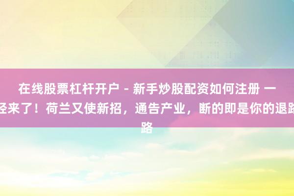在线股票杠杆开户 - 新手炒股配资如何注册 一经来了！荷兰又使新招，通告产业，断的即是你的退路